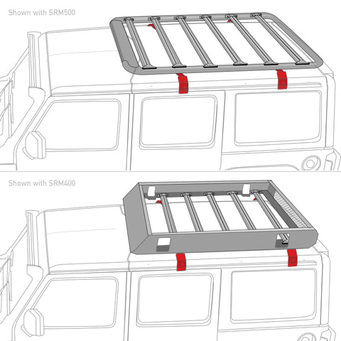 Go Rhino SRM Rack Rain Gutter Mount Kit - 4pc. (Mounts to Factory Rain Gutter/Drip Rail) - 5910010T