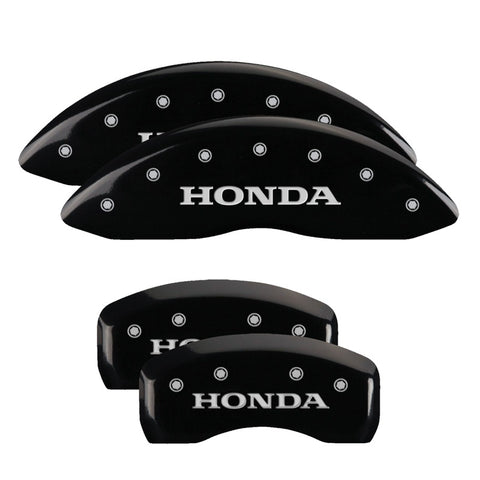 MGP 4 Caliper Covers Engraved Front & Rear Honda Black finish silver ch - 20201SHONBK