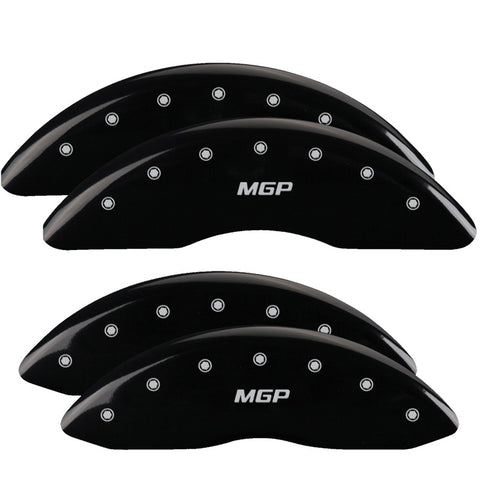 MGP 4 Caliper Covers Engraved Front & Rear MGP Black Finish Silver Char 2016 Buick Regal - 49012SMGPBK