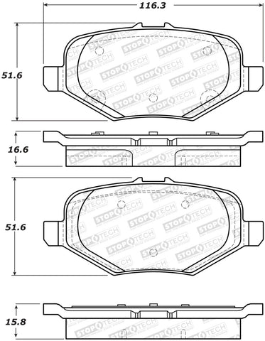 StopTech Street Brake Pads - Front - 308.16120