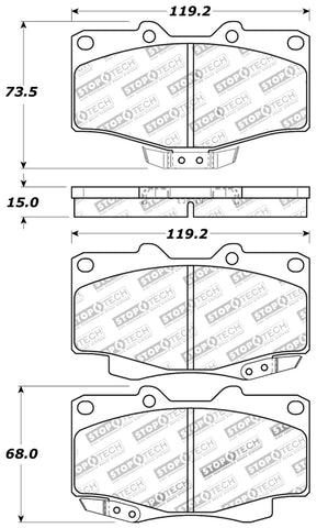 StopTech Sport Brake Pads w/Shims & Hardware - Front - 309.04100