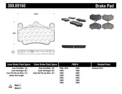 StopTech Performance Brake Pads - 309.09160