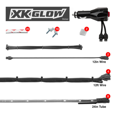 XK Glow Tube Single Color Underglow LED Accent Light Car/Truck Kit Light Blue - 8x24In - XK041002-AB