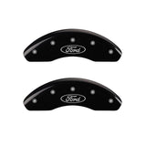 MGP 4 Caliper Covers Engraved Front & Rear Oval logo/Ford Black finish silver ch - 10216SFRDBK