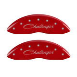 MGP 4 Caliper Covers Engraved Front Cursive/Challenger Engraved Rear RT Red finish silver ch - 12088SCLRRD