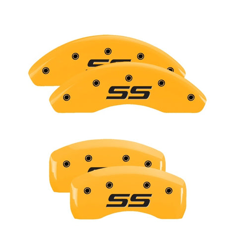 MGP 4 Caliper Covers Engraved Front & Rear Monte Carlo SS Yellow Finish Black Char 2002 Chevy Impala - 14050SSS4YL