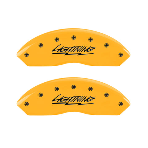 MGP 4 Caliper Covers Engraved Front & Rear Lightning Yellow Finish Black Char 2000 Ford F-150 - 10021SLTGYL