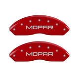 MGP Front set 2 Caliper Covers Engraved Front MOPAR Red finish silver ch - 42009FMOPRD