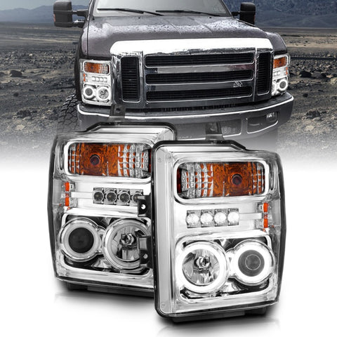 ANZO 2008-2010 Ford F-250 Projector Headlights w/ Halo Chrome (CCFL) - 111167