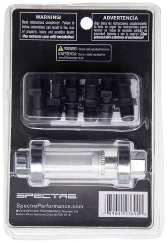 Spectre Premium Clearview Fuel Filter (Incl. 1/4in. / 5/16in. / 3/8in. Barb Fittings) - 2369