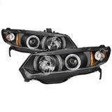 Spyder Honda Civic 06-08 2Dr Projector Headlights LED Halo Black High H1 Low H1 PRO-YD-HC06-2D-HL-BK - 5010780