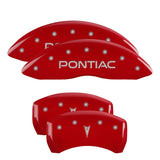 MGP 4 Caliper Covers Engraved Front Pontiac Engraved Rear Arrow Red finish silver ch - 18028SPONRD