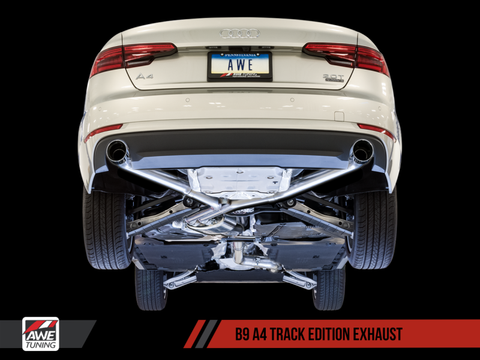 AWE Tuning Audi B9 A4 Track Edition Exhaust Dual Outlet - Diamond Black Tips (Includes DP) - 3020-33026