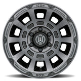 ICON Thrust 17x8.5 5x150 25mm Offset 5.75in BS Smoked Satin Black Tint Wheel - 2817855557SSBT