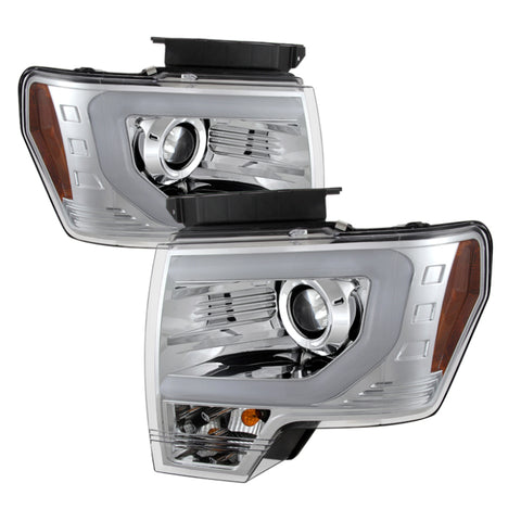 Spyder Ford F150 09-14 Projector Headlights Halogen Model- Light Bar DRL Chrm PRO-YD-FF15009-LBDRL-C - 5077585