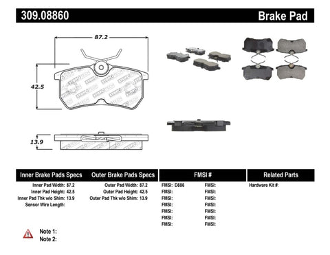 StopTech Performance Brake Pads - 309.08860