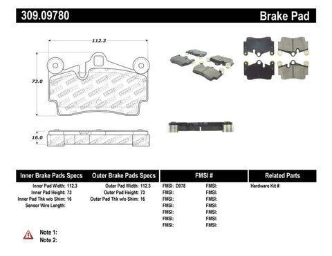 StopTech Performance Brake Pads - 309.09780