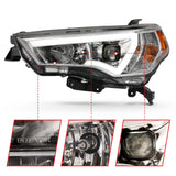 ANZO 14-18 Toyota 4 Runner Plank Style Projector Headlights Chrome w/ Amber - 111417