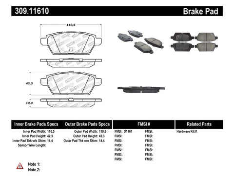 StopTech Performance 06-07 Mazdaspeed 6 Rear Brake Pads - 309.11610