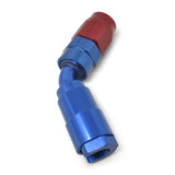 Russell Performance 3/8in SAE Quick Disc Female to -6 Hose Red/Blue 45 Degree Hose End - 611210