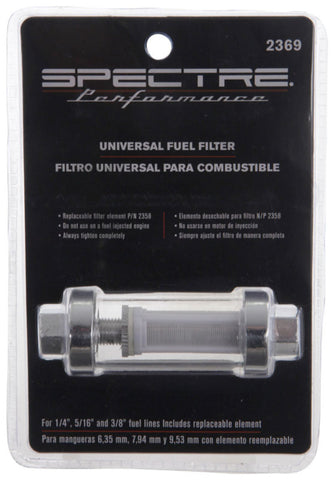 Spectre Premium Clearview Fuel Filter (Incl. 1/4in. / 5/16in. / 3/8in. Barb Fittings) - 2369