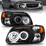 ANZO 1995-2001 Ford Explorer Projector Headlights w/ Halo Black 1 pc - 111132