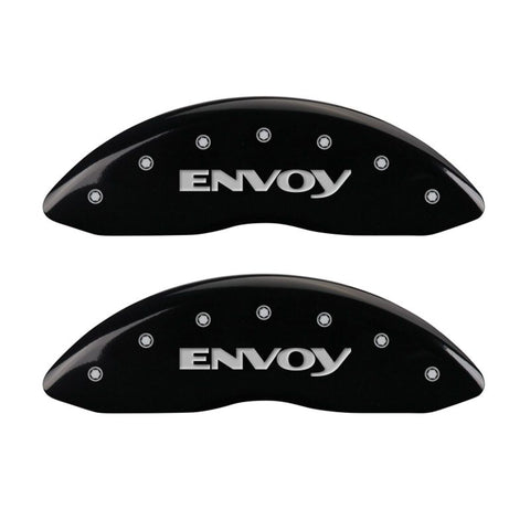 MGP 4 Caliper Covers Engraved Front & Rear Envoy Black finish silver ch - 34004SEVYBK