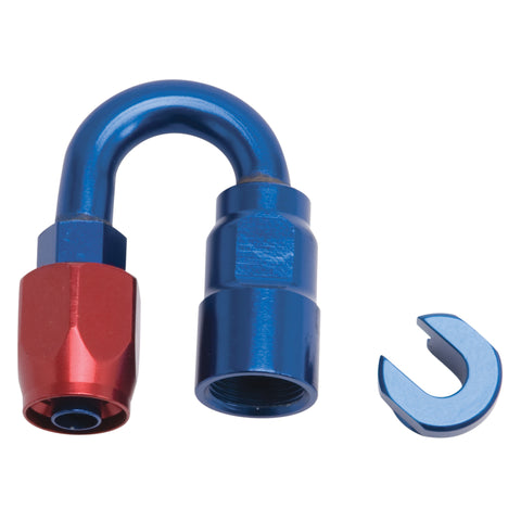 Russell Performance 5/16in SAE Quick Disc Female to -6 Hose Red/Blue 180 Degree Hose End - 611280