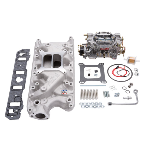 Edelbrock Manifold And Carb Kit Performer Small Block Ford 289-302 Natural Finish - 2031