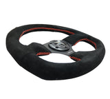 NRG Reinforced Steering Wheel (320mm Horizontal / 330mm Vertical) Suede w/Red Stitch - RST-009S-RS