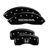 MGP 4 Caliper Covers Engraved Front Honda Engraved Rear H Logo Black finish silver ch - 20203SHOHBK