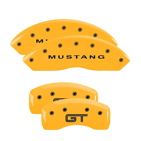 MGP 4 Caliper Covers Engraved Front Mustang Rear S197/GT Yellow Finish Black Char 2003 Ford Mustang - 10017SMG2YL