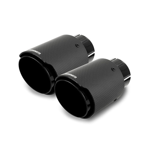 Mishimoto 2x Carbon Fiber Muffler Tip 2.5in Inlet 3.5in Outlet Black - MMEXH-TIP-CFD25BK