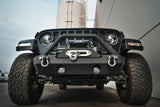 DV8 Offroad 07-18 Jeep Wrangler JK/JL FS-15 Steel Stubby Front Bumper w/ Fog Lights - FBSHTB-15