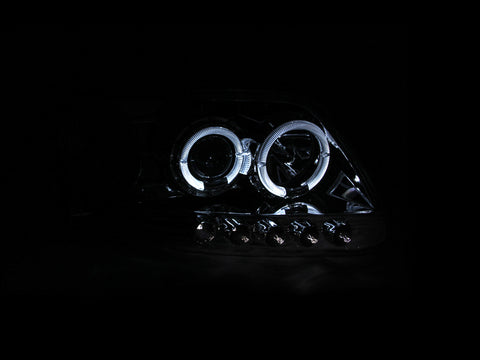 ANZO 1997.5-2003 Ford F-150 Projector Headlights w/ Halo and LED Chrome 1pc - 111032