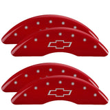 MGP 4 Caliper Covers Engraved Front & Rear Bowtie Red finish silver ch - 14173SBOWRD