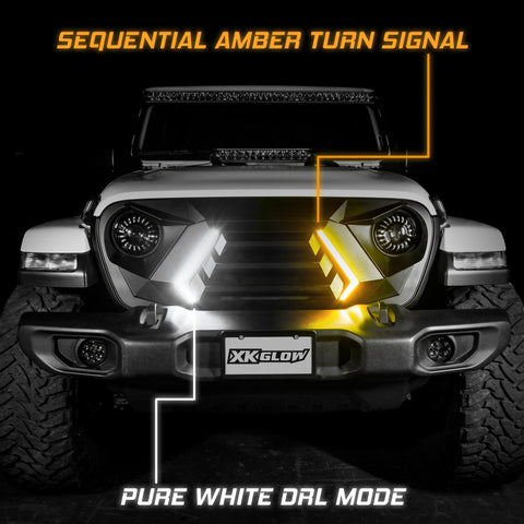 XK Glow JL Wrangler & Gladiator JT XKCHROME LED Grill Kit (Dual Mode) - XK-GRILL-JL1-DM