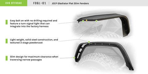 DV8 Offroad 2019+ Jeep Gladiator Fat Slim Fenders - FDGL-01