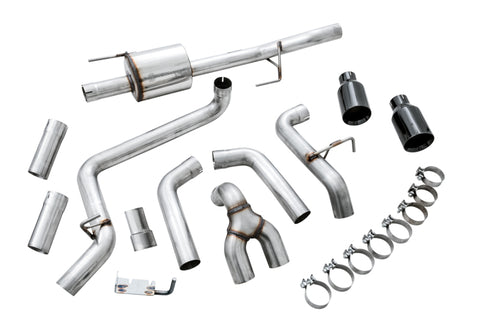 AWE Tuning 2015+ Ford F-150 0FG Dual Exit Performance Exhaust System w/5in Diamond Black Tips - 3015-33120