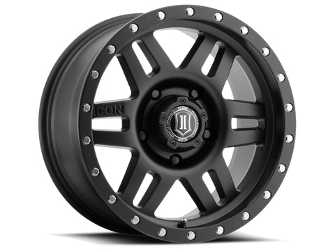 ICON Six Speed 17x8.5 5x5 -6mm Offset 4.5in BS 94mm Bore Satin Black Wheel - 1417857345SB