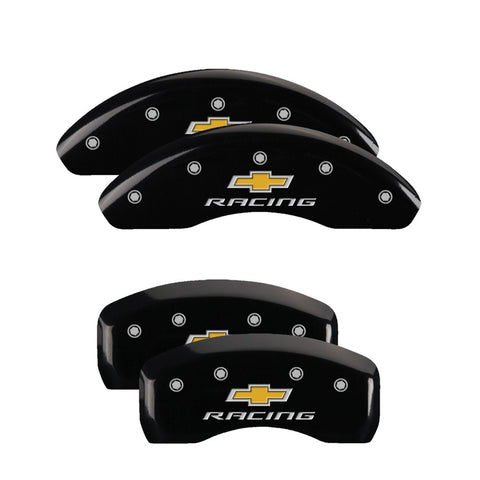 MGP 2 Caliper Covers Engraved Front Bowtie Yellow Finish Black Char 1999 Chevrolet Tahoe - 14212FBOWYL