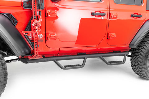 Go Rhino 18-20 Jeep Wrangler JLU Dominator Extreme D2 SideSteps - Cab Length - Tex Blk - D24506T