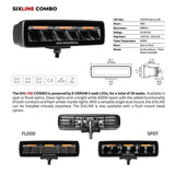 Go Rhino Xplor Blackout Combo Series Sixline LED Spot Lights w/Amber (Surface Mount) - Blk (Pair) - 750600622SBS