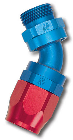 Russell Performance -12 AN Red/Blue 45 Deg Swivel Dry Sump Hose End (-12 Port 1-1/16in-12 Thread) - 612220