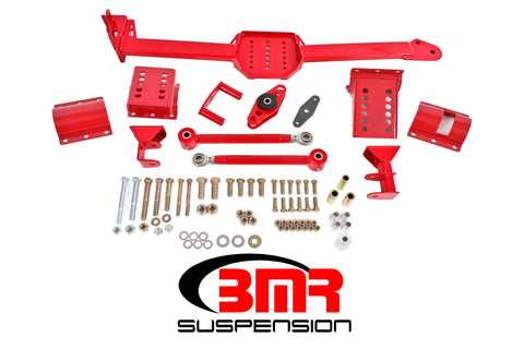 BMR 05-14 S197 Mustang Body Mount Watts Link Rod End/Poly w/ Adj. Axle Clamps - Red - WL005R