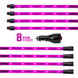 XK Glow Tube Single Color Underglow LED Accent Light Car/Truck Kit Pink - 8x24In - XK041002-P