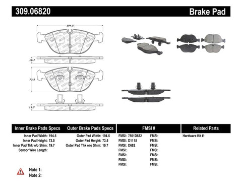 StopTech Performance Brake Pads - 309.06820