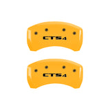 MGP 4 Caliper Covers Engraved Front Cursive/Cadillac Engraved Rear CTS4 Yellow finish black ch - 35020SCT4YL