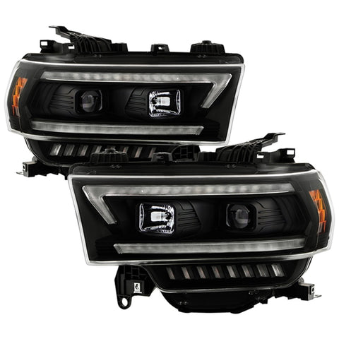 Spyder 19-22 Dodge Ram 2500 (Halogen Only) Projector Headlights - Black PRO-YD-DR19HDHALSI-SEQ-BK - 5088611