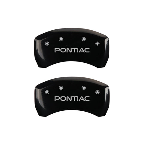 MGP 4 Caliper Covers Engraved Front & Rear Pontiac Black Finish Silver Char 2007 Pontiac Solstice - 18030SPOPBK